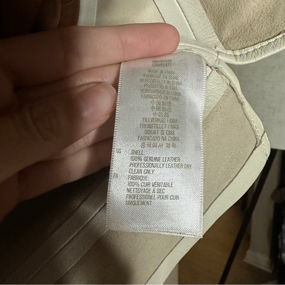 Fossil Neutral Leather Patchwork Short Sleeve Box… - image 6